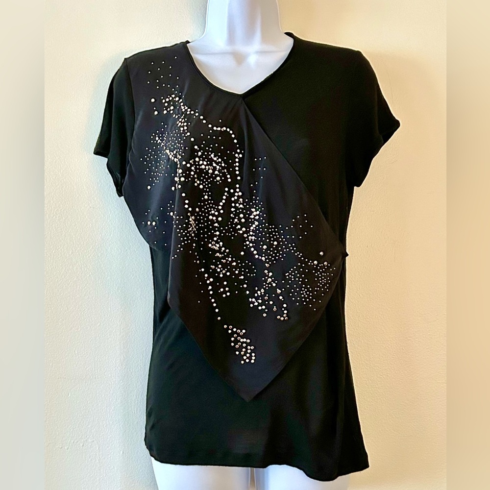 BALENCIAGA T’S. Black studded Fashion T-Shirt